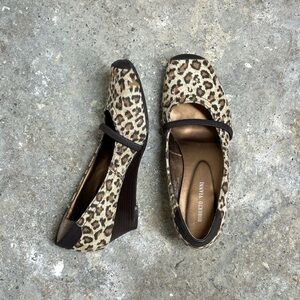 Leopard Mary Jane Wedge Ballet Flats